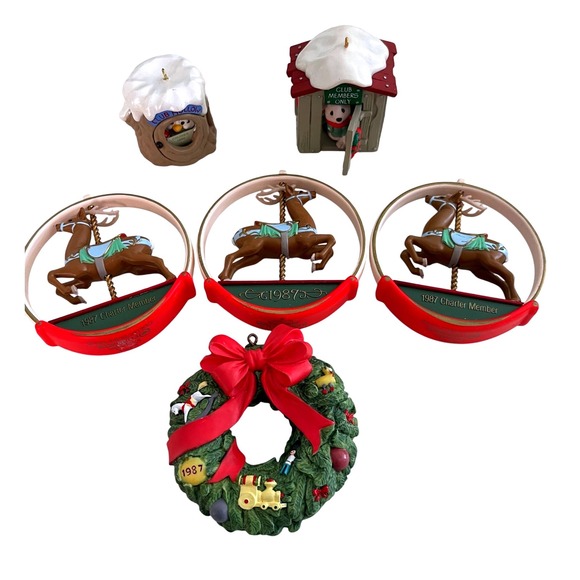Lot of 6 Hallmark Keepsake Ornament Club Exclusives -1987 +1990 - Picture 1 of 16